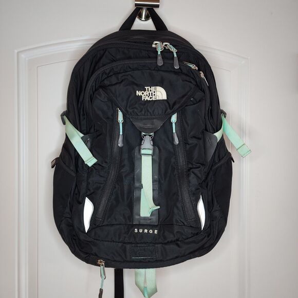 The North Face Surge Women's Backpack Black Teal Laptop 31L